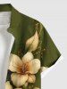 Chemise hawaïenne à imprimé floral et feuilles grande taille avec poche boutonnée pour homme - Vert M