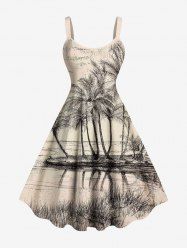 Robe débardeur hawaïenne imprimée cocotiers grande taille - Abricot M