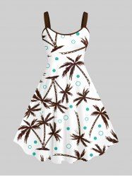 Robe débardeur hawaïenne à imprimé ronds de cocotiers grande taille - Blanc 2X