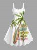 Coconut Tree Signboard Print Plus Size Matching Hawaii Beach Outfit For Couples -  