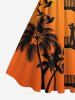Plus Size Coconut Tree Building Bird Print Hawaii Vintage Swing A Line Dress -  