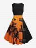 Plus Size Coconut Tree Building Bird Print Hawaii Vintage Swing A Line Dress -  