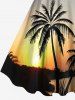 Plus Size Coconut Tree Dusk Sunset Print Hawaii A Line Dress -  