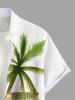 Plus Size Coconut Tree Signboard Print Hawaii Button Pocket Shirt For Men - Blanc 3XL