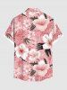 Chemise à boutons et poches pour homme, grande taille, imprimé floral tropical (feuilles d'hibiscus), style hawaïen, pour homme. - Rose clair S