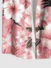 Chemise à boutons et poches pour homme, grande taille, imprimé floral tropical (feuilles d'hibiscus), style hawaïen, pour homme. - Rose clair S