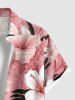 Chemise à boutons et poches pour homme, grande taille, imprimé floral tropical (feuilles d'hibiscus), style hawaïen, pour homme. - Rose clair S