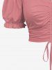 Haut uni à épaules dénudées et manches bouffantes grande taille - Rose clair 2X
