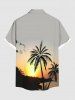 Chemise à poches boutonnées pour homme, grande taille, imprimé cocotiers et coucher de soleil hawaïen, pour homme. - Gris Clair S