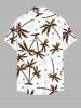 Plus Size Coconut Tree Circle Print Hawaii Button Pocket Shirt For Men -  
