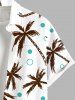 Plus Size Coconut Tree Circle Print Hawaii Button Pocket Shirt For Men -  