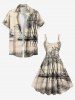 Robe débardeur hawaïenne imprimée cocotiers grande taille - Abricot M