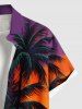 Plus Size Coconut Tree Sunset Seascape Cloud Print Buttons Pocket Hawaii Shirt For Men -  