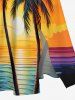 Robe midi fendue hawaïenne à imprimé cocotier et coucher de soleil sur mer avec nuages, grande taille - Multi-A S