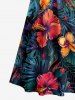 Plus Size Hibiscus Flower Tropical Leaf Print Cold Shoulder Crisscross Hawaii Maxi Dress -  