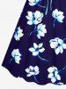 Robe hawaïenne grande taille à imprimé floral et ceinture cintrée - Bleu Marine 6X