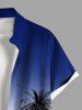 Chemise hawaïenne grande taille pour homme, imprimé ombré cocotier et voilier, boutons et poche. - Bleu Marine 5XL