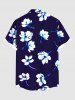 Plus Size Flowers Print Buttons Pocket Hawaii Shirt For Men -  