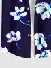 Plus Size Flowers Print Buttons Pocket Hawaii Shirt For Men -  