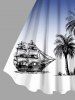 Plus Size Coconut Tree Sailboat Ombre Print Hawaii Tank Dress -  