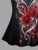 Plus Size Valentine's Day Rose Flowers Butterfly Heart Print Lace Trim Strappy Slip Pajama Top -  