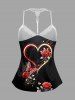 Plus Size Valentine's Day Rose Flowers Butterfly Heart Print Lace Trim Strappy Slip Pajama Top -  