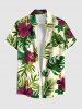 Tropical Leaf Flower Print Plus Size Matching Hawaii Beach Outfit For Couples -  