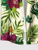 Tropical Leaf Flower Print Plus Size Matching Hawaii Beach Outfit For Couples -  