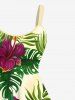 Tropical Leaf Flower Print Plus Size Matching Hawaii Beach Outfit For Couples -  