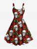 Valentine's Day Skull Rose Flower Print Plus Size Matching Outfit For Couples -  