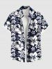 Ensemble de plage hawaïen assorti grande taille à imprimé fleurs d'hibiscus pour couples - Bleu Marine 