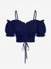 Ensemble de plage hawaïen assorti grande taille à imprimé fleurs d'hibiscus pour couples - Bleu Marine 