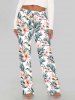 Ensemble de plage hawaïen assorti pour couples, imprimé tropical fleurs et feuilles, grandes tailles - Rose clair 
