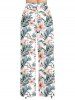 Ensemble de plage hawaïen assorti pour couples, imprimé tropical fleurs et feuilles, grandes tailles - Rose clair 
