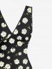 Robe hawaïenne à imprimé marguerites et volants fendue - Noir S