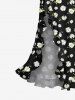 Robe hawaïenne à imprimé marguerites et volants fendue - Noir S