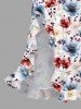 Robe hawaïenne à imprimé de branches fleuries et à volants fendue - Blanc M