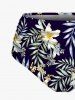 Tropical Leaves Branch Hibiscus Floral Printed Hawaii Lace Up Tankini Swimsuit (Adjustable Shoulder Strap) -  