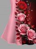 Haut de pyjama Saint-Valentin grande taille à imprimé rose colorblock et bordure en dentelle au crochet - Rose clair 4XL