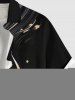 Chemise hawaïenne à poches boutons, imprimé floral doré et grandes tailles pour hommes - Noir S