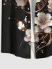 Chemise hawaïenne à poches boutons, imprimé floral doré et grandes tailles pour hommes - Noir S