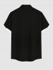 Chemise hawaïenne à poches boutons, imprimé floral doré et grandes tailles pour hommes - Noir S