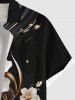 Plus Size Gilding Leaf Flower Curve Print Hawaii Button Pocket Shirt For Men -  