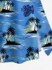Jupe trapèze fendue grande taille à imprimé tropical hawaïen : cocotiers, feuilles marines et hibiscus - Bleu Ciel XS