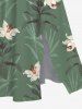 Robe midi trapèze grande taille à imprimé floral et végétal hawaïen avec poches fendues - Vert 1X
