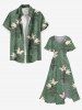 Robe midi trapèze grande taille à imprimé floral et végétal hawaïen avec poches fendues - Vert 1X