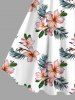 Robe trapèze hawaïenne à imprimé floral tropical et feuilles d'hibiscus grande taille - Blanc 4X