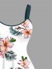 Robe trapèze hawaïenne à imprimé floral tropical et feuilles d'hibiscus grande taille - Blanc 4X