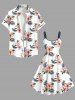 Robe trapèze hawaïenne à imprimé floral tropical et feuilles d'hibiscus grande taille - Blanc 4X