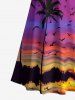 Plus Size Coconut Tree Bird Ombre Galaxy Sunset Print Hawaii Cold Shoulder Crisscross A Line Maxi Dress -  